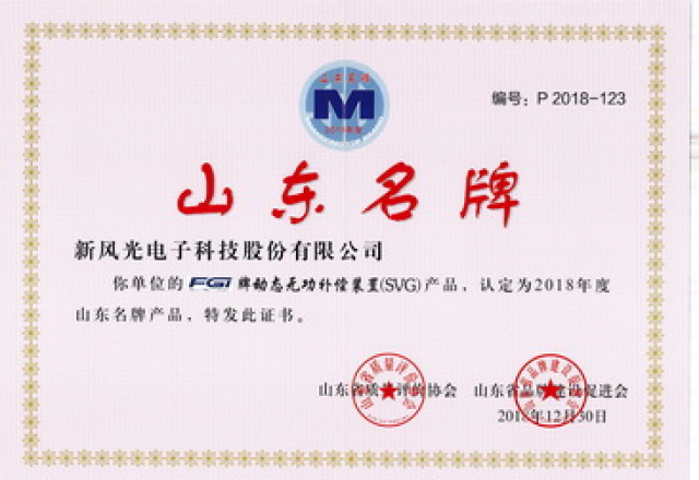 尊龙凯时：公司荣获“山东名牌”产品称号